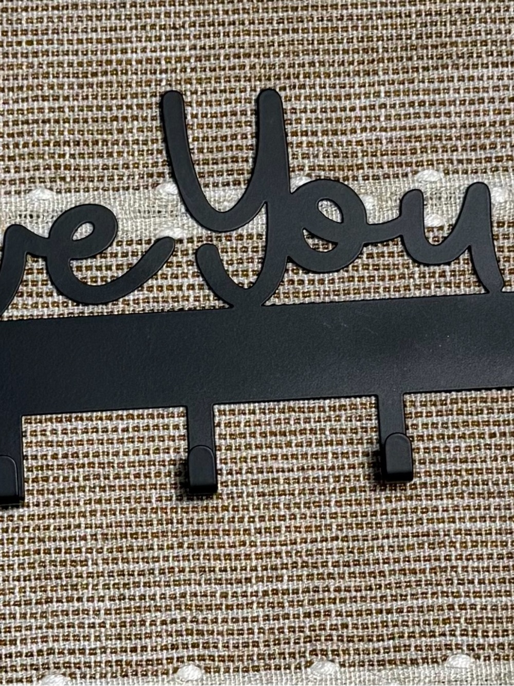Love You Bye" Black Metal Wall Mounted Key Holder - 6 Hooks Accent Sign